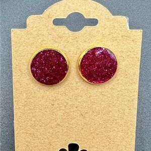 Sparkling Gold and Pink Glitter Earrings